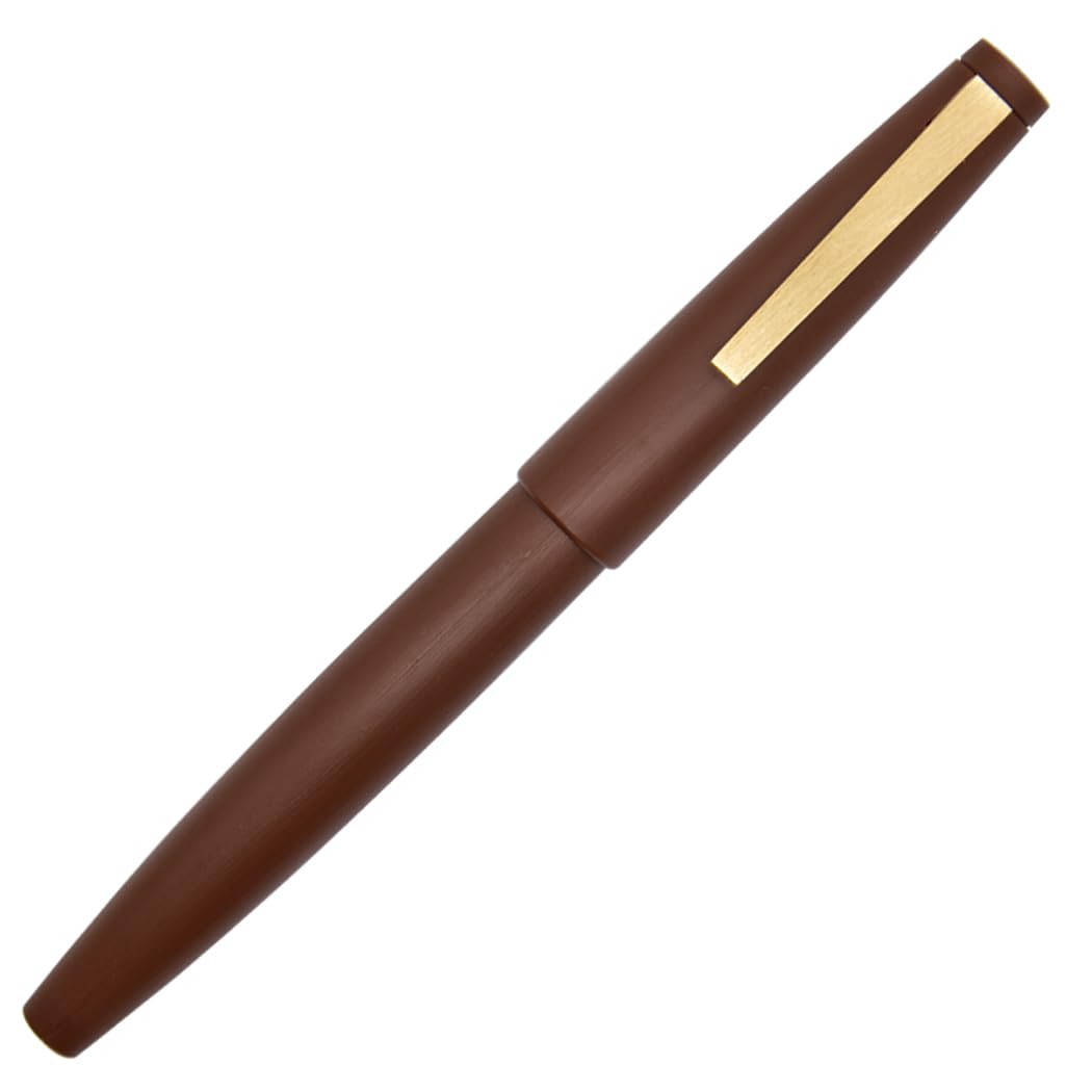 Ranvi Jinhao 80 Brushed Carbon Fiber Fountain Pen 0.5mm,with Ink Converter,Brown with Golden Clip Writing Pen