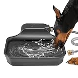 PETIMI Automatic Dog Water Dispenser, 1 Gallon Auto-Fill Dog Water Bowl Dispenser for Indoor/Outdoor, Large Water Feeder for Pets & Livestock, Fits GHT 3/4' Faucet, BPA Free, Easy to Clean, Gray