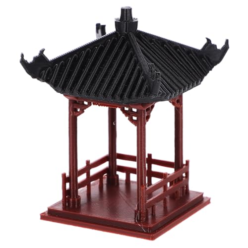 Pavillon chinois miniature rouge résistant aux intempéries pour décor extérieur de pot - 2