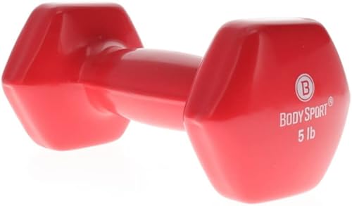 Body Sport Mancuerna recubierta de vinilo para mano, mancuerna de ejercicio y fitness para entrenamiento de equipo de gimnasio en casa,