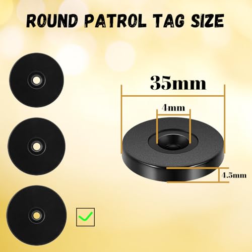 Image of 4 pcs Black Patrol Tags Ntag213 On-Metal NFC Tags Heavy Duty Sticky Token Waterproof 13.56MHz RFID Inductive Tag with Sticky Backing, Compatible with G4S Secure Trax, Trackforce and Silvertrac -35mm