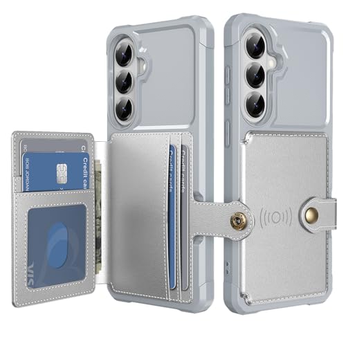 Coque Samsung S26 anti-chocs et magnétique en TPU gris avec fente cartes