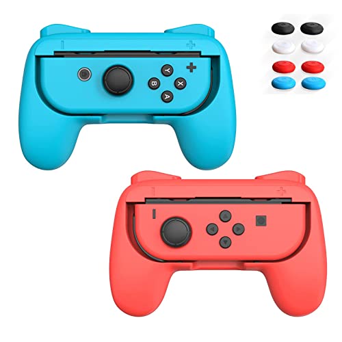 Accessoires de poignée HLRAO compatibles avec la Manette Nintendo Switch Joy-Con, kit de poignée de Remplacement pour Nintendo Switch Joy Cons avec 8 poignées de Pouce Cover