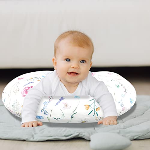 Nursing Pillow Cover Breastfeeding Pillow Slipcover For Moms Soft Breathable Organic Knit Fabric Newborn Infant Feeding Pillow Covers For Baby Girl Boy, Stylish Floral #TOP7