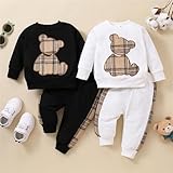 PATPAT Baby Boy Clothes Baby Girl Sweatshirt Pant Sets Newborn Fall Winter Long-sleeve Bear Embroidered Outfit OffWhite 18-24 Months - Image 7