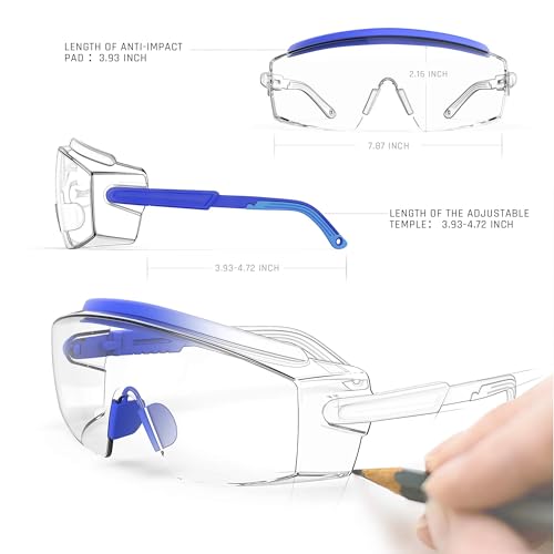 Anti Fog Safety Glasses Safety Goggles Over Glasses Protective Glasses with Anti Scratch Lenses Adjustable