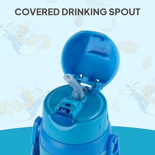 Image of Cello Kidzbee Autumn 400 Donald Duck Design Insulated Kids Sipper Water Bottle 400 ml | Food Grade, 3D Touch & Feel Design, BPA Free, Leakproof Easy Press Open Flip Top Cap Insulated Kids Water Bottle