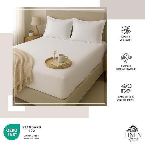 Image of Linen Home Cotton Percale Fitted Bedsheet Set King Size Floral Grey
