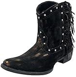 botas con flecos mujer Merch para fans y divertido Rock Rebel by EMP Botas Cowboy oscuras con Flecos y Tachuelas Mujer Botas Marrón Oscuro EU39