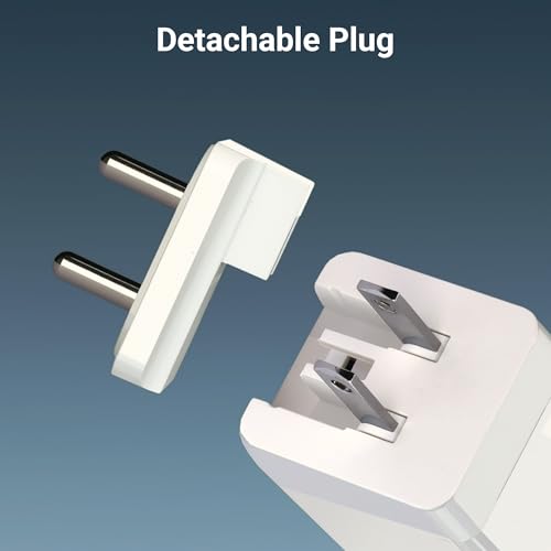 Image of ZEBRONICS RC30B,100W, Gan Charger,Dual-Ports (Type C & USB 3.0),PD 3.0 (PPS) Compact Design, Built in Protections,Smart IC,Detachable Plug,Compatible for iPhone,Android & Laptop, White