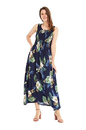 Image of Matchable Family Hawaiian Luau Men Women Girl Boy Clothes in Pineapple Garden Navy