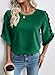 EVALESS 3/4 Length Sleeve Womens Tops Dressy Casual Blouses Cute Crewneck Ruffle Sleeve Shirts Fashion 2026 Spring Summer Outfits Business Work Tops Dark Green X-Large
