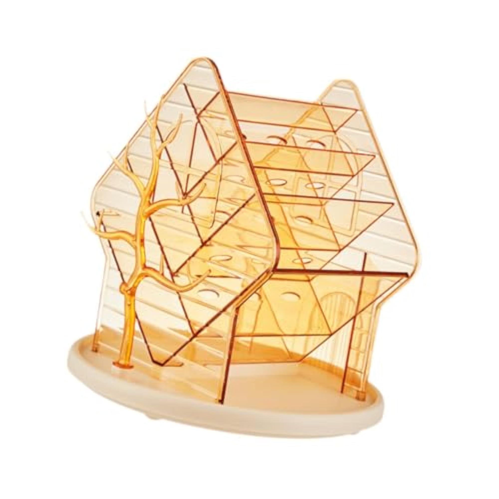 360° Rotating Clear Gold Makeup Brush Holder Organizer