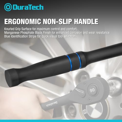 Image of DURATECH 1 /2-Inch Drive Ratchet, 90-Tooth Quick-Release Ratchet Wrench, Reversible, Cr-V Made, 4 Swing, Manganese Phosphate Black Finish, Gifts for Men Gifts for Women