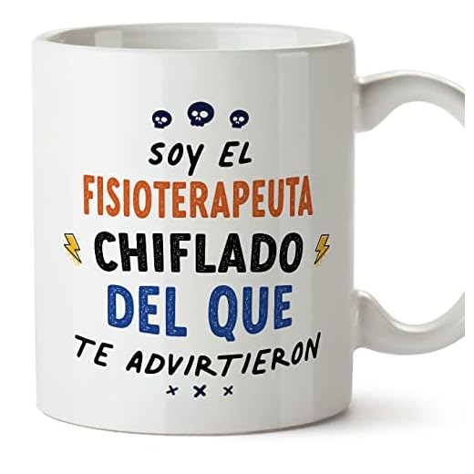 MUGFFINS Tazas para FISIOTERAPEUTA hombre - En Español - Todos te advirtieron - 11 oz / 330 ml - Regalo original y divertido