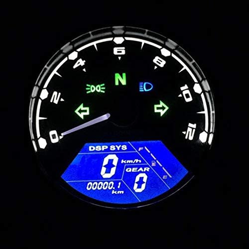 Motorcycle LCD Signal Speedometer Tachometer Odometer Gauge 12000 RPM for Cruiser Racer Old School