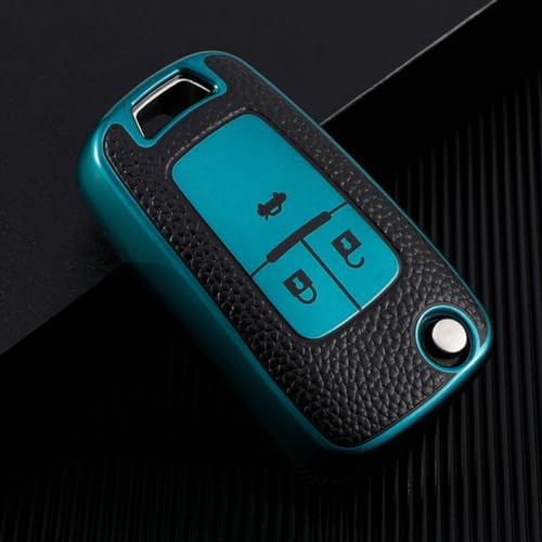 Housse de clé pliante voiture cuir vert SUFC protection Chevrolet