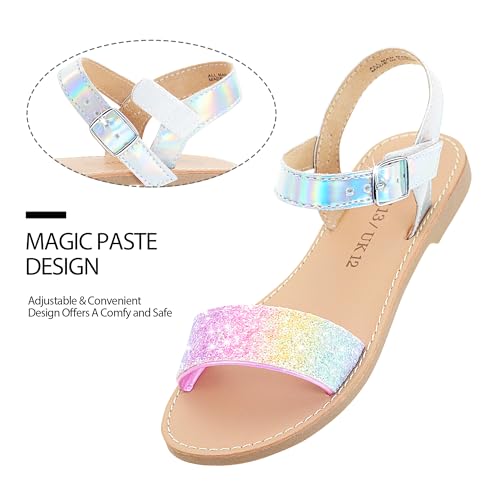 Girls Sandals Open Toe Summer Flats Dress Sandals Colorful US 13 Little Kid3
