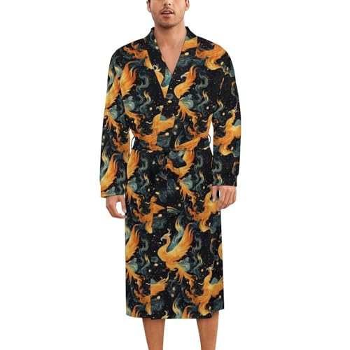 Kimono léger en soie imprimé phénix pour vos moments de détente à la maison