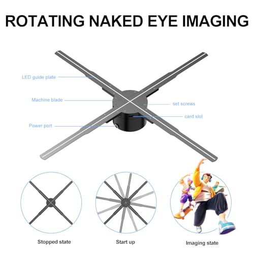 Image of 3D Hologram fan, 23.62 inch Hologram fan 2000*1404PX Resolution 702 PCS HD LED Beads, Holographic Video Advertising Projector Support APP / Bluetooth Audio /WIFI (60CM)