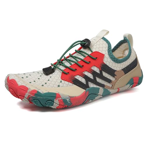 Generisch Zapatos de baño para hombre y mujer, zapatos de agua, zapatos de playa, zapatos planos, de secado rápido, antideslizantes, transpirables, para playa, piscina, surf, yoga, caqui, 45 EU