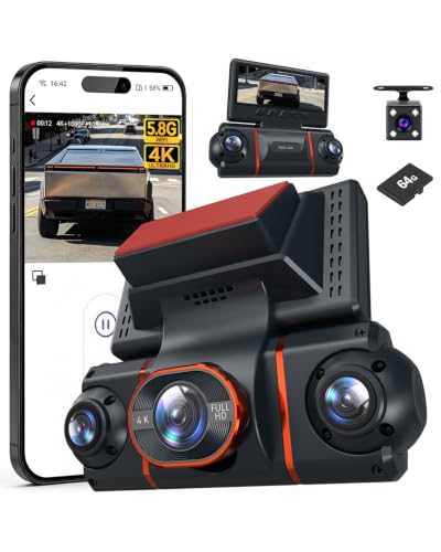 4K+1080P*3 FHD Dash Cam Front and Rear, 360° Car Camera, 5.8GHz WiFi 20MB/s - image 1