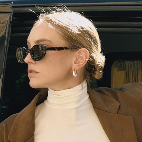 Image of Fullpop Vintage Earrings for Women, Chunky 14K Gold Plated Resin Hoop Earrings Lightweight Hollow Drop Earrings Hypoallergenic Earrings for Women Vintage Anthropologie Jewelry Gifts for Women