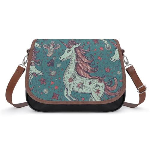 Sac à bandoulière pour femme portable et spacieux avec imprimé chevaux