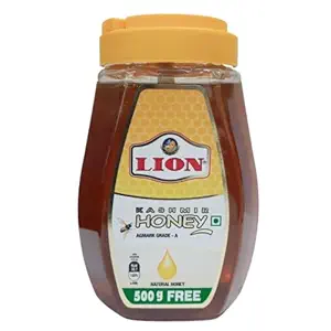 Lion Dates Lion Kashmir Honey 1.5 Kg - Buy 1Kg Get 500Gm Free - 100% Unprocessed Pure & Natural Honey - Enhance Your Immunity