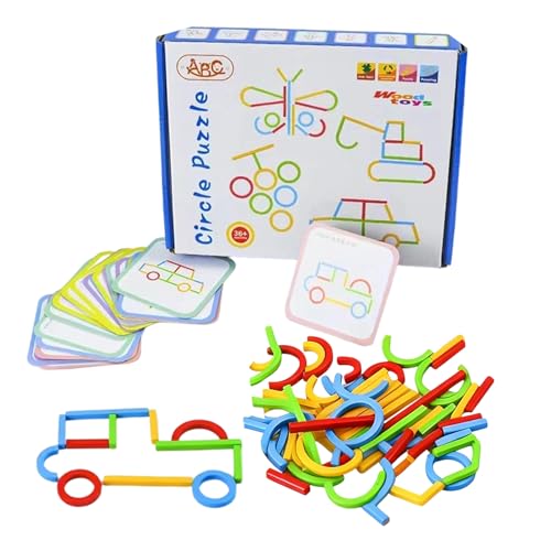 142Pcs montessor Smart Sticks, Wooden Sticks and Rings Puzzle Game,