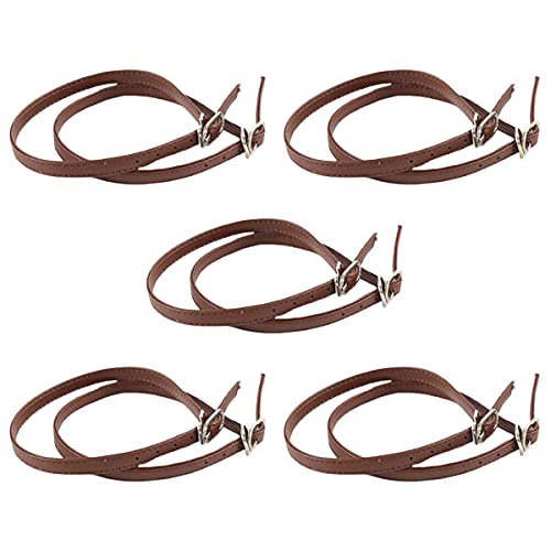 Ewanda 5 Pairs Women's High Heeled Shoes with Bungee Laces and Buckle Straps (Brown)