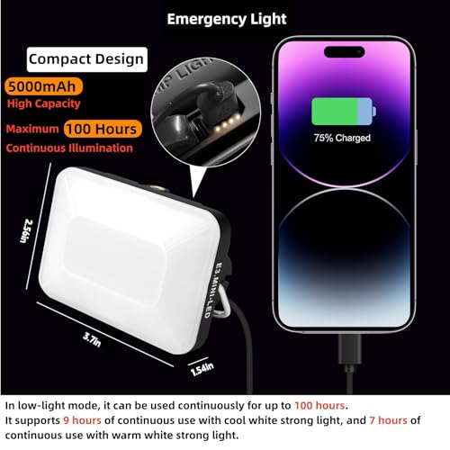 Image of DOTWISE Camping Lantern Rechargeable 5000mAh, Lanterns for Power outages Max 850LM, 6 Light Modes&Stepless Dimming,3 Mounting Options, IP54 Waterproof (Black)