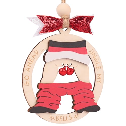 Funny Christmas Ornaments 2025 – Naughty 3D Wooden Jingle Bell Ornament, Hilarious White Elephant...