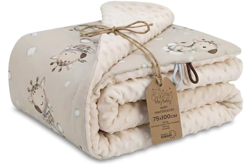Babydecke Kuscheldecke Baby Decke Winterdecke mit Plüschstoff 75x100 cm -...