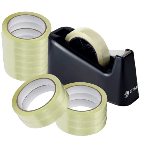 GTSE Tape Dispenser and 12 Pack of Cellotape Bundle, Heavy Duty Weighted Base, Sellotape Refills and Dispenser