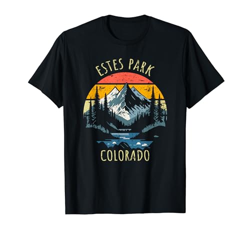 Estes Park, Colorado, EE. UU., diseño retro, montañoso, de estilo vintage Camiseta