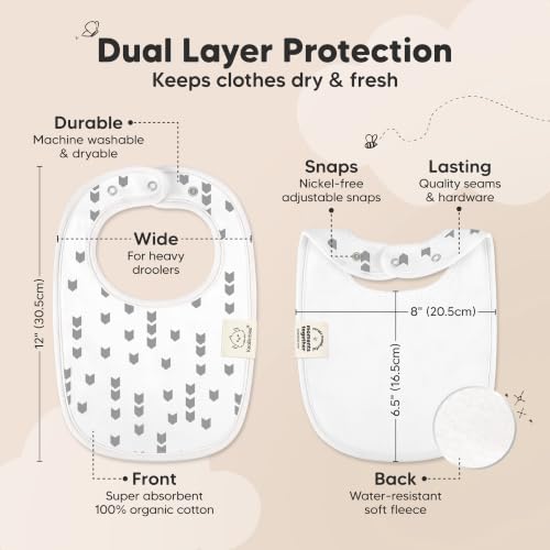 Image of KeaBabies 8-Pack Organic Baby Bibs for Drooling and Teething (Grayscape) | Soft Cotton Bibs for Baby Girl, Boy, Extra Absorbent, Easy to Clean & Put On, Toddler, Newborn, Infant 0-24 Months