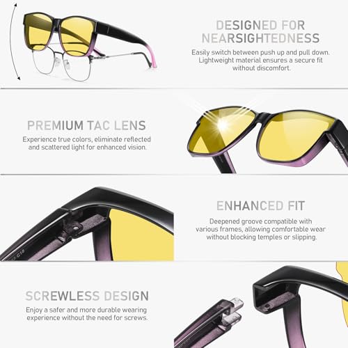 Image of GEGURI Polarized Sunglasses Fit Over Glasses for Men Women, Oversized Square Sun Glasses UV400 Protection Shades