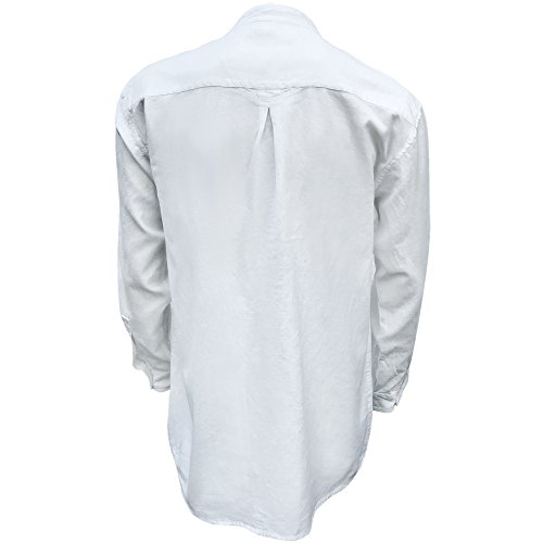 Civilian Irish Grandfather Collarless Shirt, Cotton And Linen Long-Sleeve Traditional Irish Shirt (White, Large) #TOP6