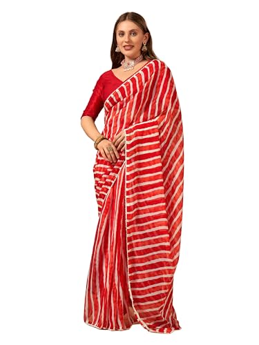 Ready to wear Pre draped Prestitched one min readymade Designer Parywear saree with Unstitch Blouse (Redwhite)