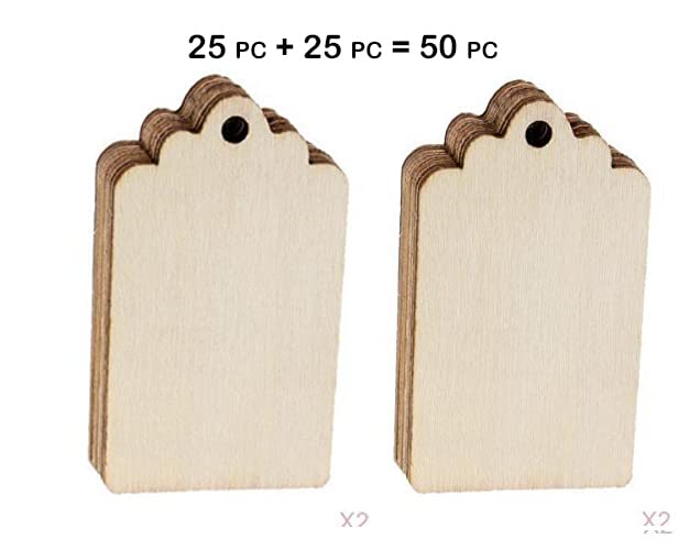 Image of MDF Cutouts | Wooden Cutout for Craft | Pine Wood | Unfinished Tags for Key Chain, Crafts, Xmas, Decorations, Painting | Resin Art Work | MDF Board Cutouts, Rectangle- [50pcs]-[5cmx3.5cm]