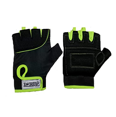 Lordz Spandex Sports Fitness Gloves Gym Workout Gloves With Wrist Support & Padded Knuckle Protector (Green/Black)