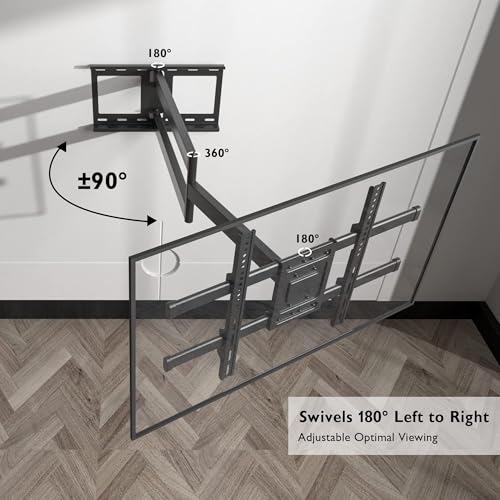 Image of BONTEC Corner TV Wall Mount with Extra Long 40.9 inch Extension Arm for 32-75 Inch TVs, Holds Up to 132 lbs, Full Motion Dual Arm TV Bracket with Tilt, Swivel, Level Adjustment, Max VESA 600x400mm