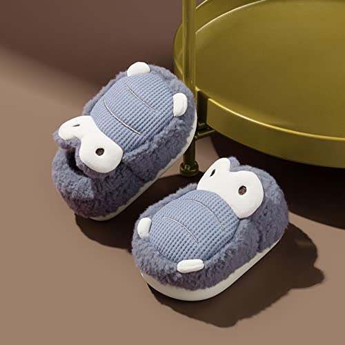 sfdgfhyf 6M-5 Years Bedroom Slippers for Teen Girls Boys Home Slippers Warm Winter Dinosaur House Slippers (Blue, 6-12 Months)2