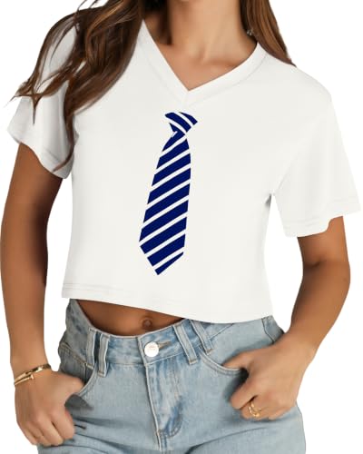 Image of Womens Crop Tops Short Sleeve V Neck Summer Cropped T Shirts Baisc Tees
