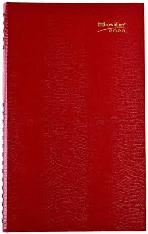 Brownline 2023 CoilPro Daily Planner, Untimed Journal, 12 Months, January to December, Twin-Wire Binding, 13.5" x 7.875", Bright Red (C551C.RED-23)