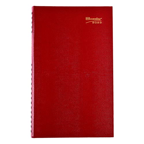 Brownline 2023 Coilpro Daily Planner, Untimed Journal, 12 Months, January To December, Twin-Wire Binding, 13.5" X 7.875", Bright Red (C551C.red-23) #TOP7