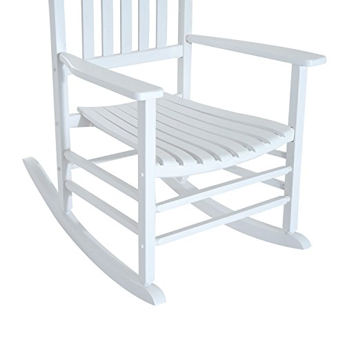 Outsunny Outdoor Rocking Chair, Wooden Rustic High Back All Weather Rocker, Slatted For Indoor, Backyard & Patio, White #TOP6