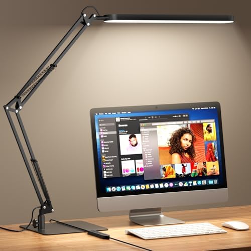 SKYLEO Lampada da Scrivania - Base Ultrasottile, Braccio Girevole...