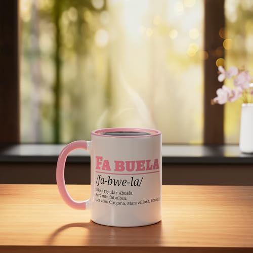 Taza cerámica 11 oz Abuela Fa-Buela rosa/blanca miniatura 3